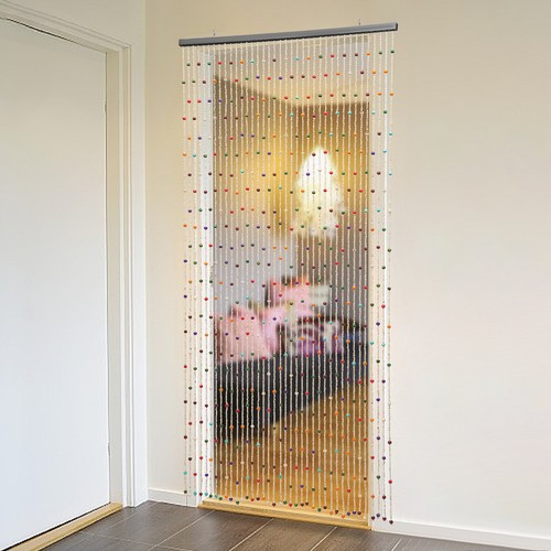 Natural bamboo beaded curtain - bamboo,